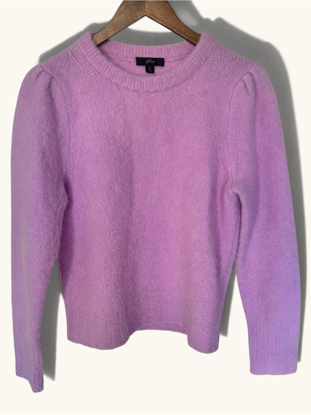 J.Crew Alpaca Merino Wool Puff Sleeve Sweater Lilac Purple Heather Crewneck S